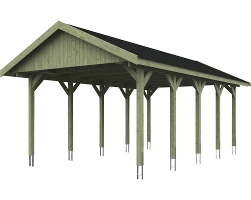 Dřevěný přístřešek pro auto se střechou