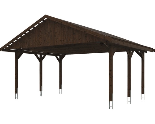 Dřevěný přístřešek pro auto se sedlovou střechou