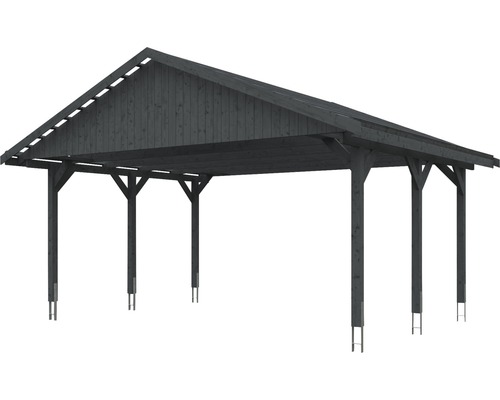 Dřevěný přístřešek pro auto s podpůrnými sloupky