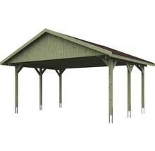 Přístřešek na auto SKAN HOLZ Wallgau dvojitý 620 x 500 cm impregnovaný vč. šindelů