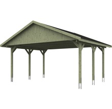 Přístřešek na auto SKAN HOLZ Wallgau dvojitý 620 x 500 cm impregnovaný vč. šindelů