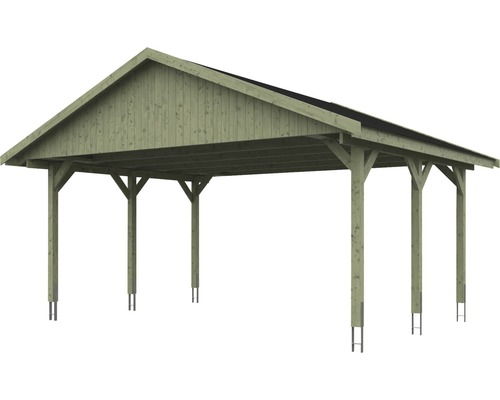 Dřevěný přístřešek pro auto se sedlovou střechou