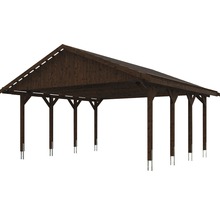 Přístřešek na auto SKAN HOLZ Wallgau dvojitý 620 x 600 cm ořech