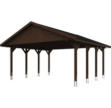 Přístřešek na auto SKAN HOLZ Wallgau 620 x 600 cm ořech vč. šindelů