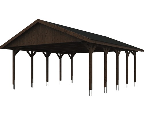 Dřevěný přístřešek pro auto se sedlovou střechou