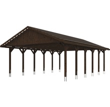 Přístřešek na auto SKAN HOLZ Wallgau dvojitý 620 x 900 cm ořech