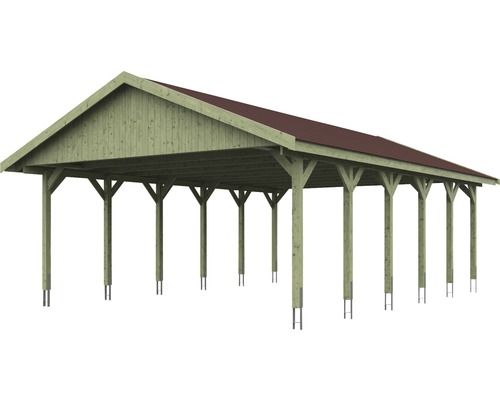 Dřevěný přístřešek pro auto se střechou