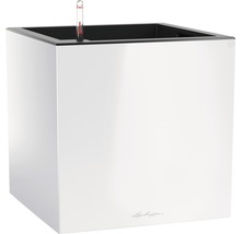 Čtvercový květináč se zavlažovacím systémem a ukazatelem hladiny vody.