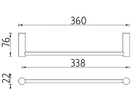 Technický výkres držáku na ručníky s rozměry