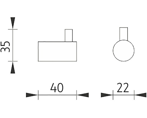 Technický nákres věšáku na oděvy s rozměry