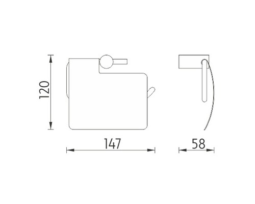 Technický výkres držáku toaletního papíru s rozměry