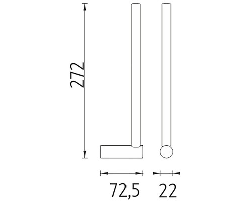Technický nákres držáku toaletního papíru s rozměry