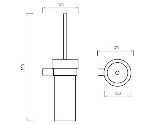 Technický výkres soupravy WC štětky s rozměry