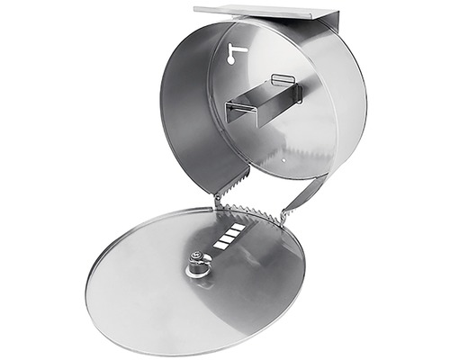 Nerezový zásobník na papírové ručníky pro montáž na stěnu s otevřeným víkem