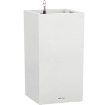 Čtvercový květináč se zavlažovacím systémem a ukazatelem hladiny vody.