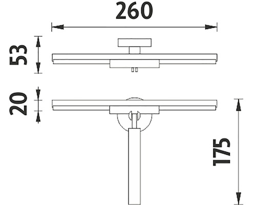 Technický nákres stropního svítidla s rozměry