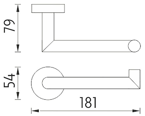 Technický nákres držáku toaletního papíru s rozměry