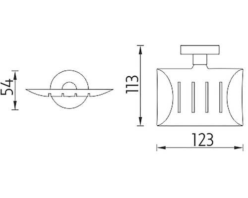 Technický výkres misky na mýdlo s rozměry