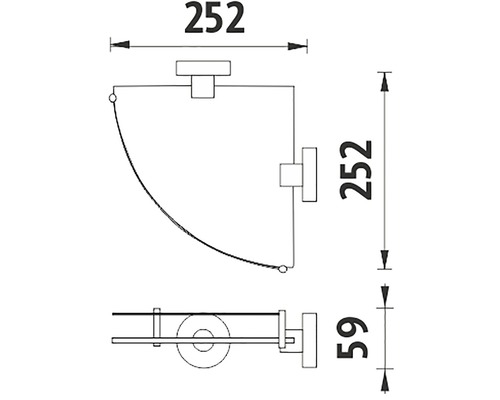 Technický nákres držáku na ručníky s rozměry