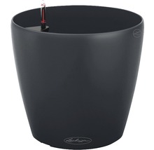 Tmavě šedý květináč s ukazatelem hladiny vody