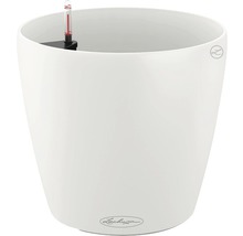 Bílý květináč s ukazatelem hladiny vody