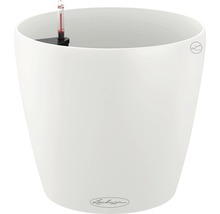 Bílý květináč s ukazatelem hladiny vody