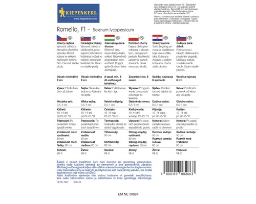 Informace o cherry rajčatech Romello F1