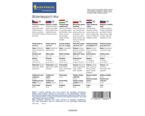 Informace o semenech květin Kiepenkerl Blütenteppich Mix