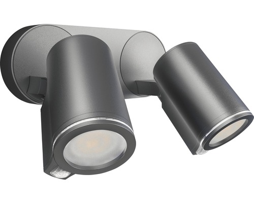 LED venkovní nástěnné svítidlo Steinel DUO SC IP44 GU10 7,3 W 1024 lm 3000 K antracitové Dvojitý reflektor pro venkovní použití s pohybovým čidlem