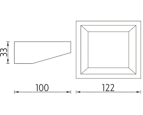 Technický výkres vhozu pro dopisy s rozměry