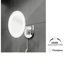 Kulaté osvětlené kosmetické zrcadlo pro montáž na stěnu s plexisklem