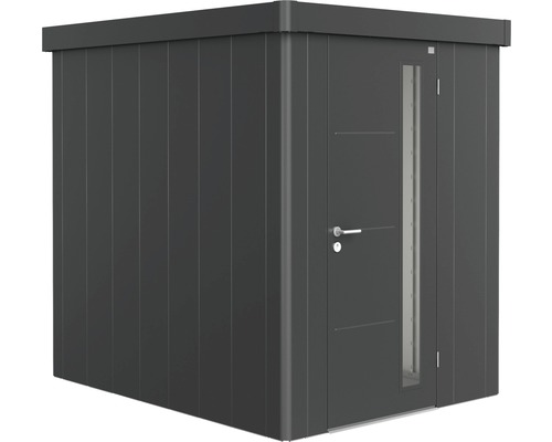 Plechový zahradní domek Biohort Neo 2A jednokřídlé dveře 166 x 222 cm tmavě šedý metalický