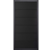 Černé vchodové dveře s pěti vodorovnými panely