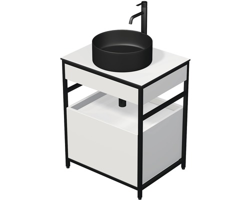 Koupelnová skříňka s černým umyvadlem na desku Intedoor KRIOS 60 cm KR DESK 60 1Z W A3416