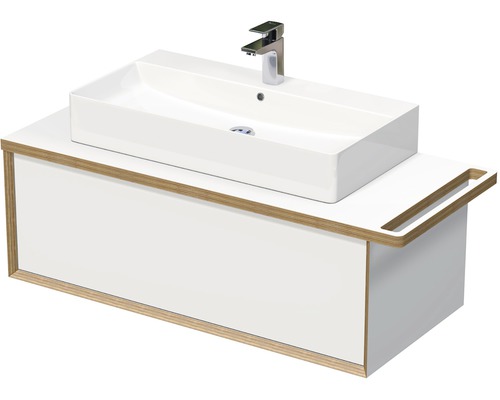 Koupelnová skříňka s umyvadlem na desku Intedoor MULTI 118 cm OXO MULTI 110 1Z KDP Umyvadlová skříňka s obdélníkovým umyvadlem a baterií