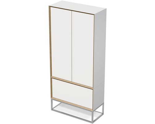 Koupelnová skříňka vysoká Intedoor MULTI 80 cm OXO MULTI OALU SV 80 2DW1Z Skříň se dvěma dvířky, zásuvkou a kovovým rámem