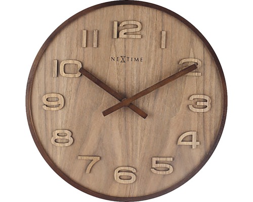 Nástěnné hodiny NeXtime Wood Wood Medium hnědé Ø 35 cm