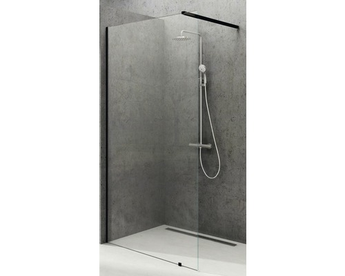 Walk in sprchová zástěna RAVAK Wall 90 cm black+transparent bez vzpěry GW9W70300Z1