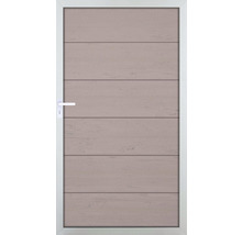 Vchodové dveře s vodorovným dřevěným vzhledem a klikou