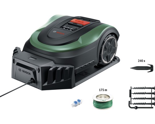 Robotická sekačka Bosch s obvodovým kabelem, 240 kolíky a spojovacími svorkami