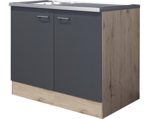 Kuchyňská skříňka s dřezem Flex-Well Tiago 100 cm čedičová šedá