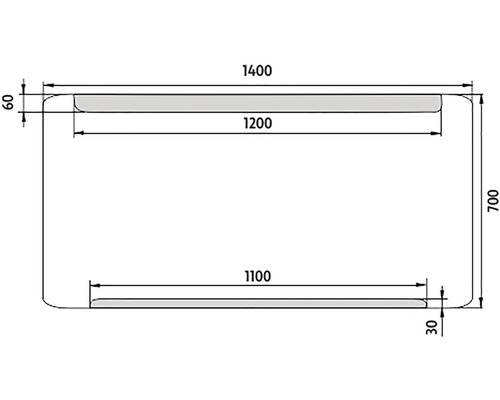 Technický výkres s rozměry 1400, 1200, 1100, 700, 60 a 30.