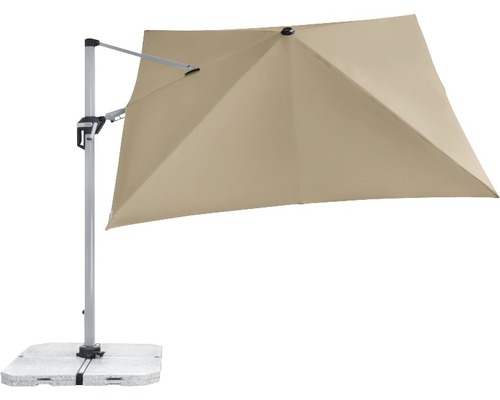 Výkyvný slunečník se čtvercovým stínidlem a základnou