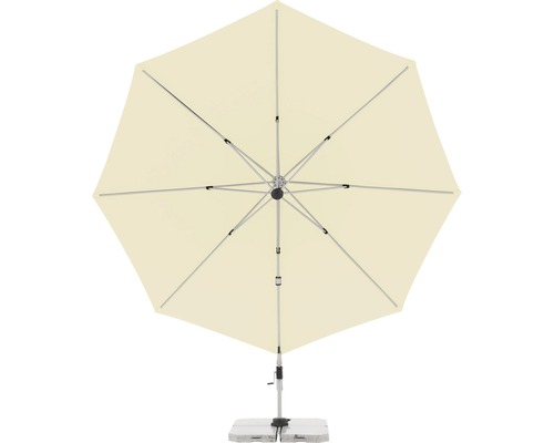 Otevřený, čtvercový slunečník se stojanem