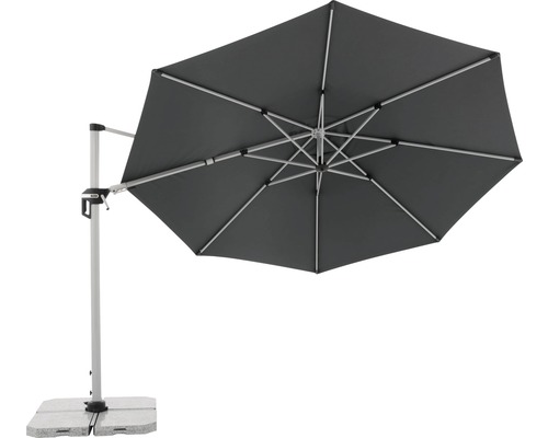 Výkyvný slunečník s podstavcem a obdélníkovou střechou