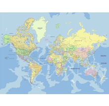 Mapa světa se zeměmi a oceány