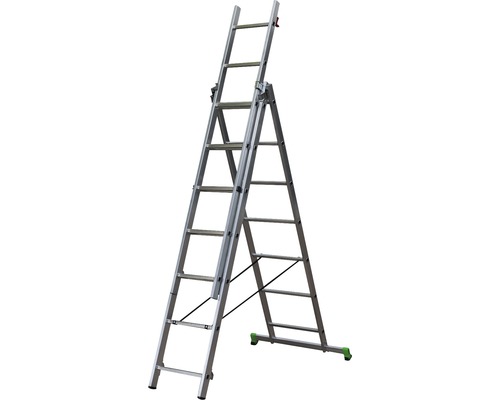 Hliníkový víceúčelový žebřík 3x7 příček, 2,05-4m, stojící nebo posuvný Hliníkový víceúčelový žebřík 3x7 příček, 2,05-4m, stojící nebo posuvný