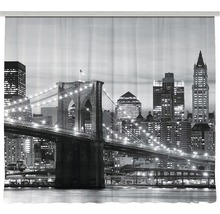 Sprchový závěs s motivem panoramatu New Yorku a Brooklynského mostu