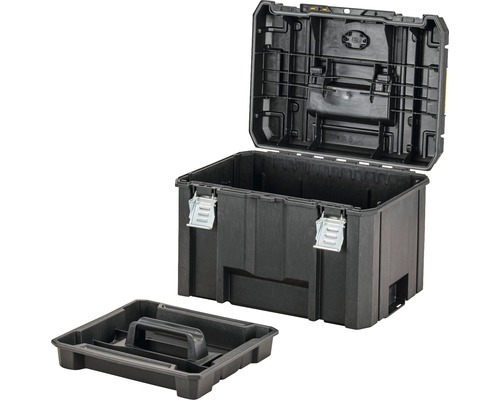 Otevřený černý box na nářadí s vyjímatelnou vložkou