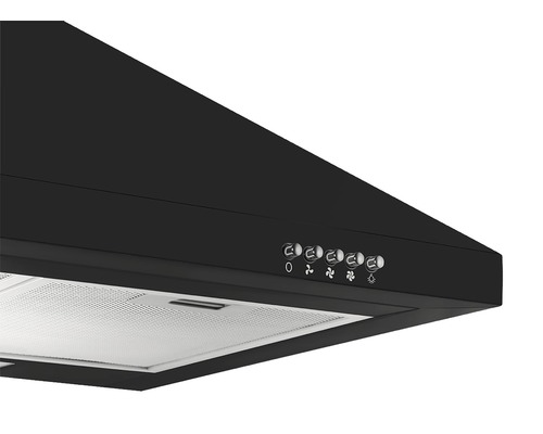Odsavač par s ovládacími knoflíky pro rychlost ventilátoru a osvětlení